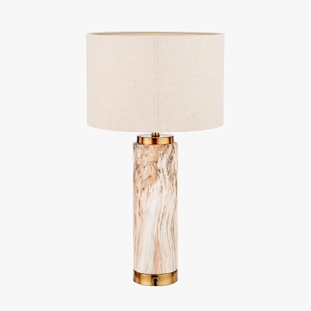 Contemporary Natural Stone Effect Ceramic Table Lamp with Linen Shade- 55cm