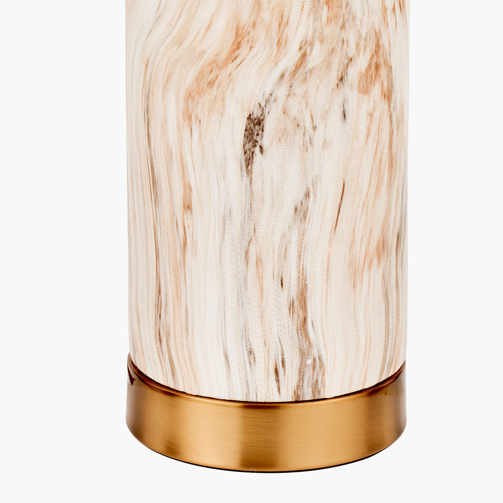 Contemporary Natural Stone Effect Ceramic Table Lamp with Linen Shade- 55cm