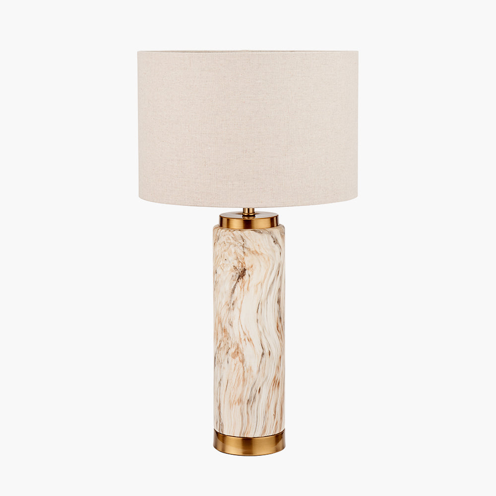 Elegant Ceramic Table Lamp – Natural Stone Effect & Linen Shade  