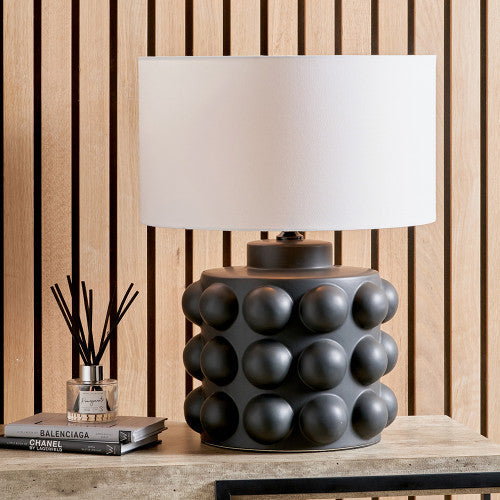 Bold Black Ceramic Table Lamp Base – Textured Design & LED Compatible