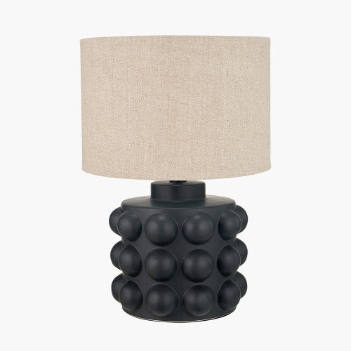 Bold Black Ceramic Table Lamp Base – Textured Design & LED Compatible