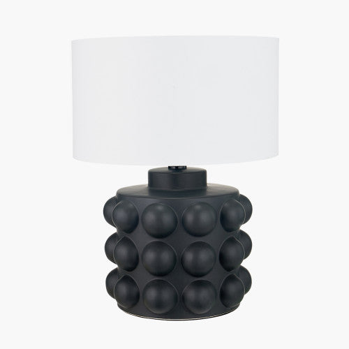 Bold Black Ceramic Table Lamp Base – Textured Design & LED Compatible