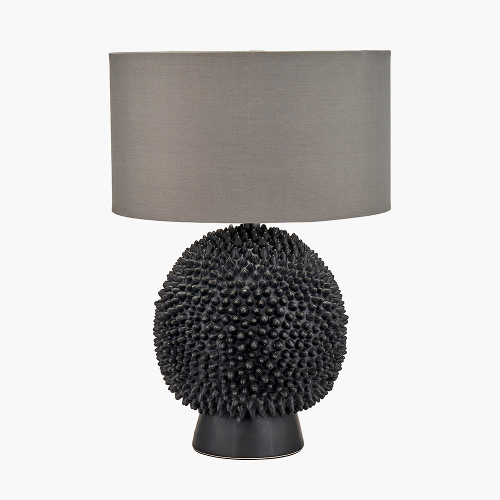 Modern Black Ceramic Table Lamp Base – Textured Sphere Design & LED Compatible