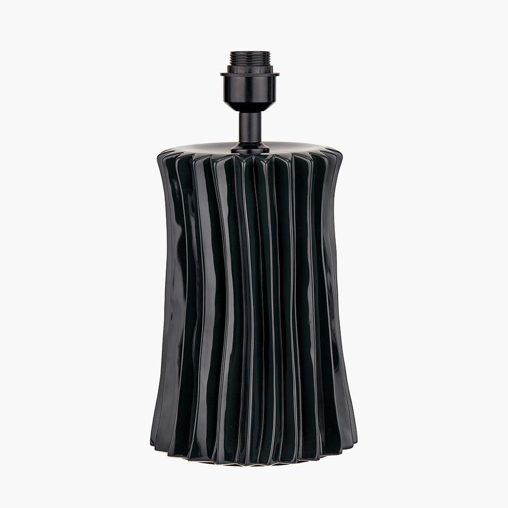 Modern Black Ceramic Table Lamp Base – Ribbed Design & LED Compatible