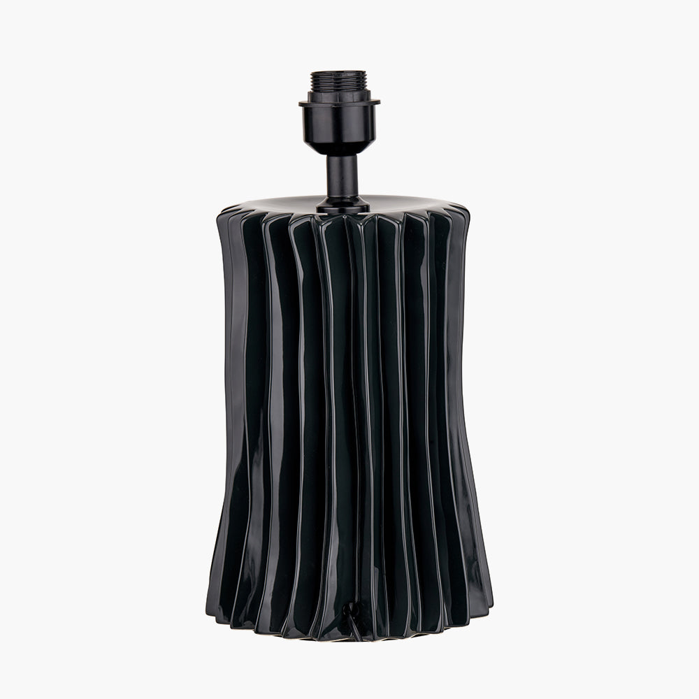 Modern Black Ceramic Table Lamp Base – Ribbed Design & LED Compatible