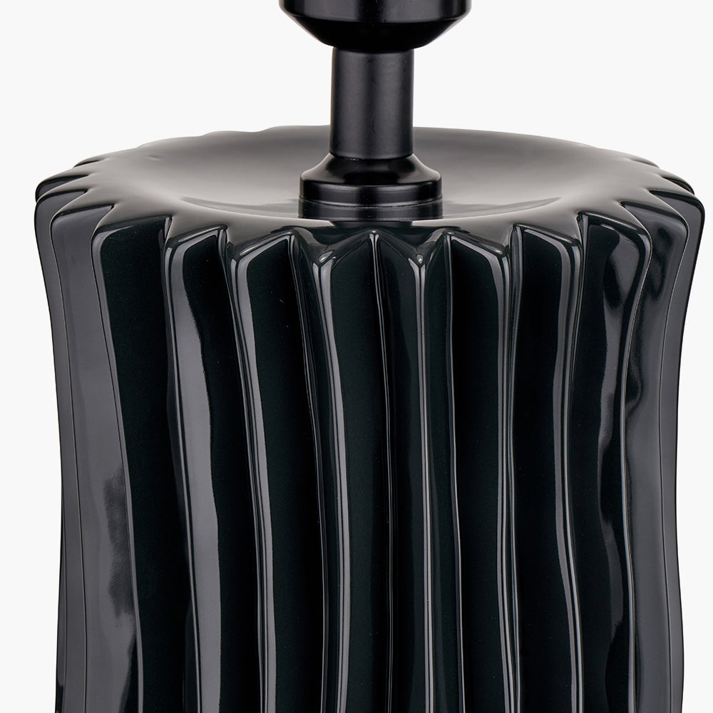 Modern Black Ceramic Table Lamp Base – Ribbed Design & LED Compatible