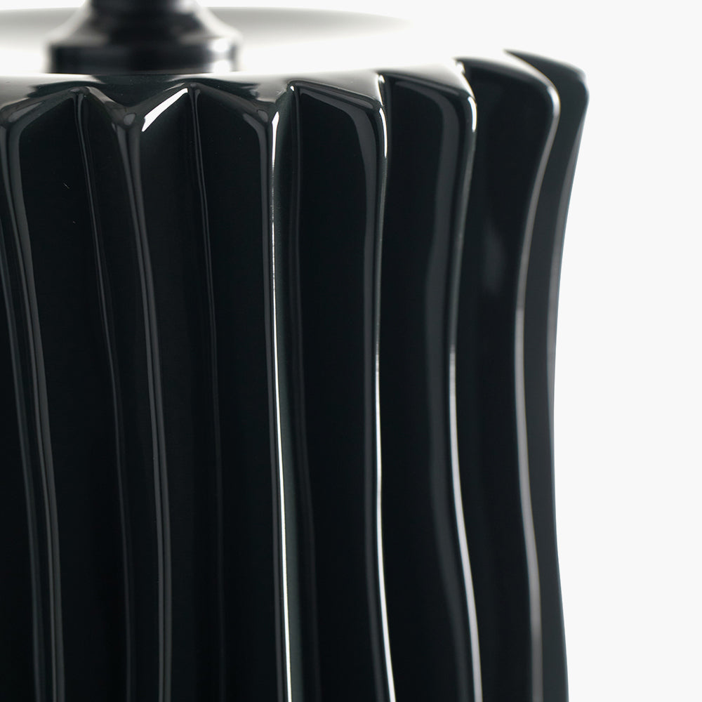 Modern Black Ceramic Table Lamp Base – Ribbed Design & LED Compatible