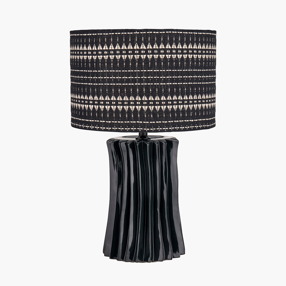 Modern Black Ceramic Table Lamp Base – Ribbed Design & LED Compatible