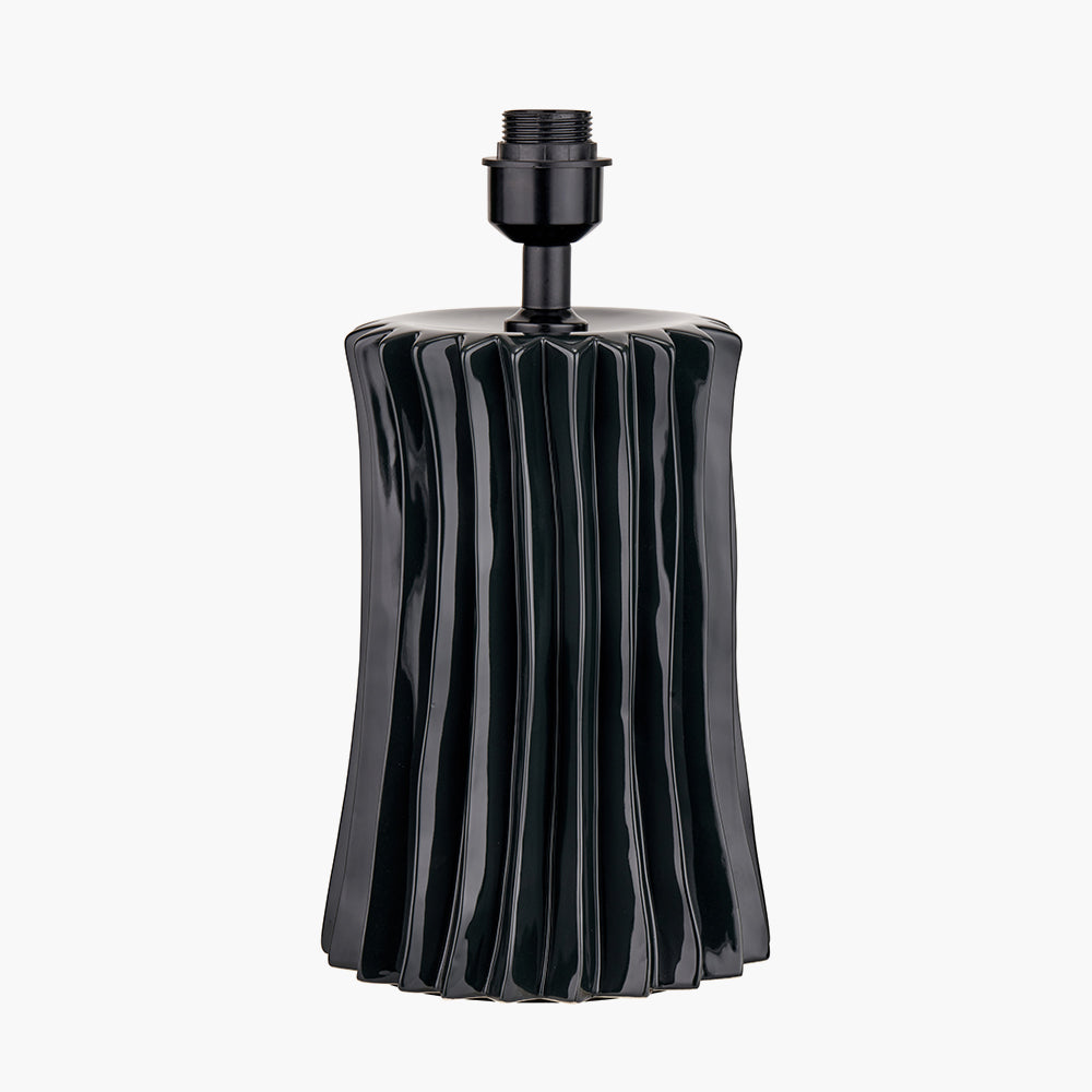 Modern Black Ceramic Table Lamp Base – Ribbed Design & LED Compatible - 