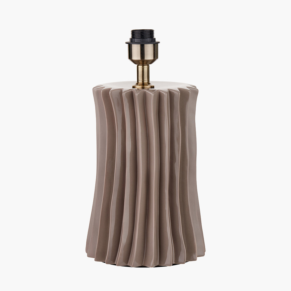 Elegant Taupe Ceramic Table Lamp Base – Ribbed Design & LED Compatible