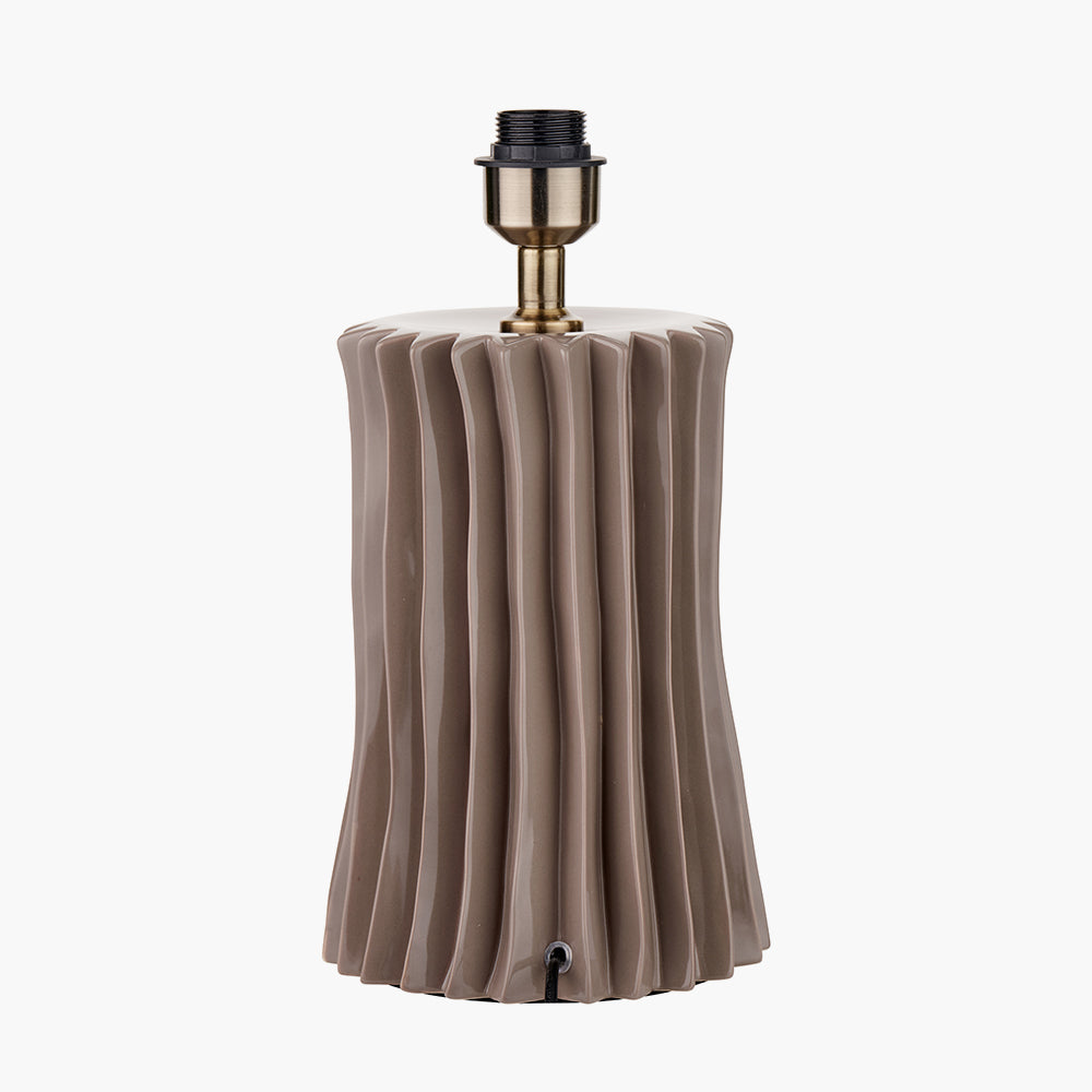 Elegant Taupe Ceramic Table Lamp Base – Ribbed Design & LED Compatible