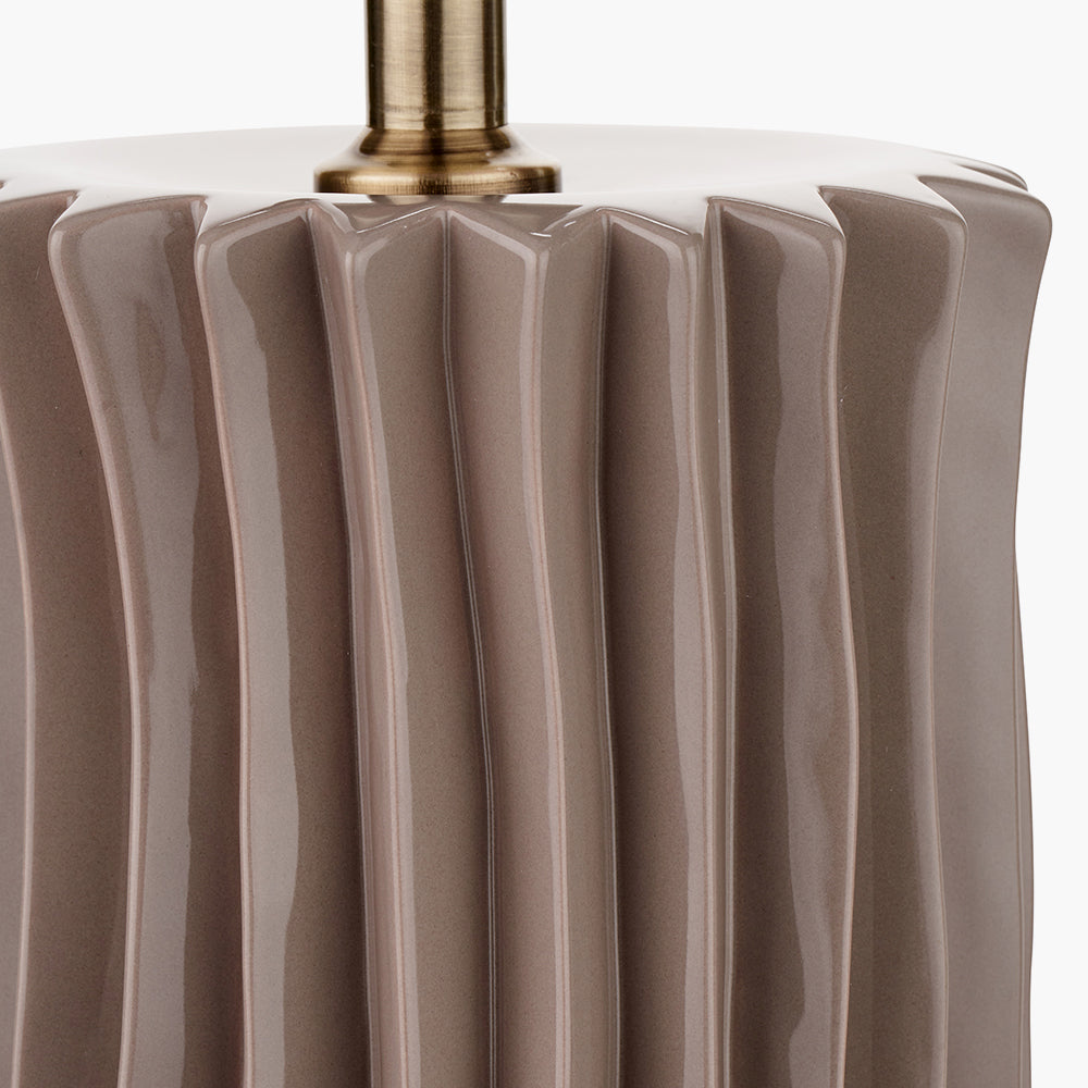 Elegant Taupe Ceramic Table Lamp Base – Ribbed Design & LED Compatible
