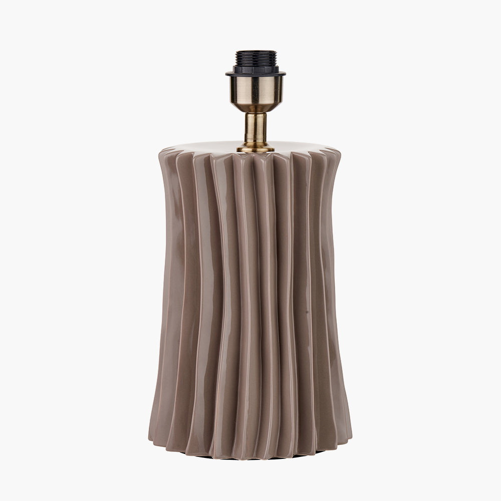 Elegant Taupe Ceramic Table Lamp Base – Ribbed Design & LED Compatible - 