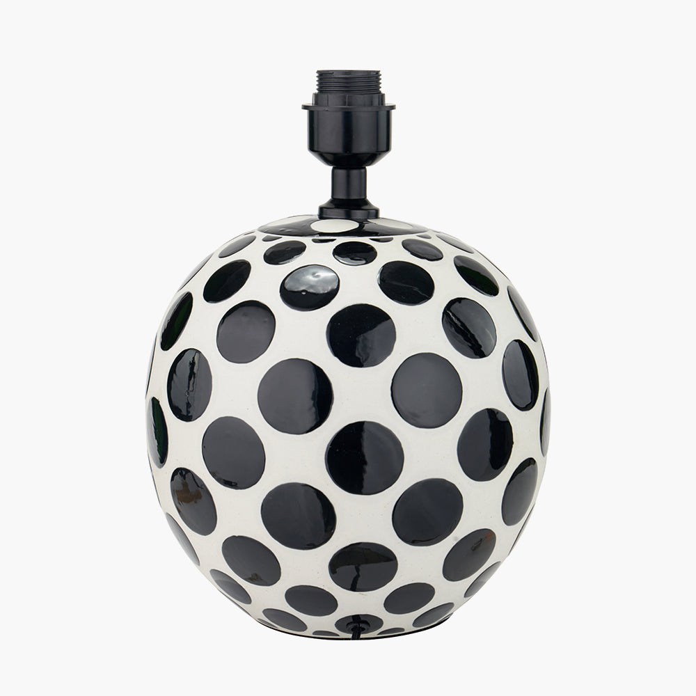 Playful Black & White Ceramic Table Lamp Base – Polka Dot Design & LED Compatible