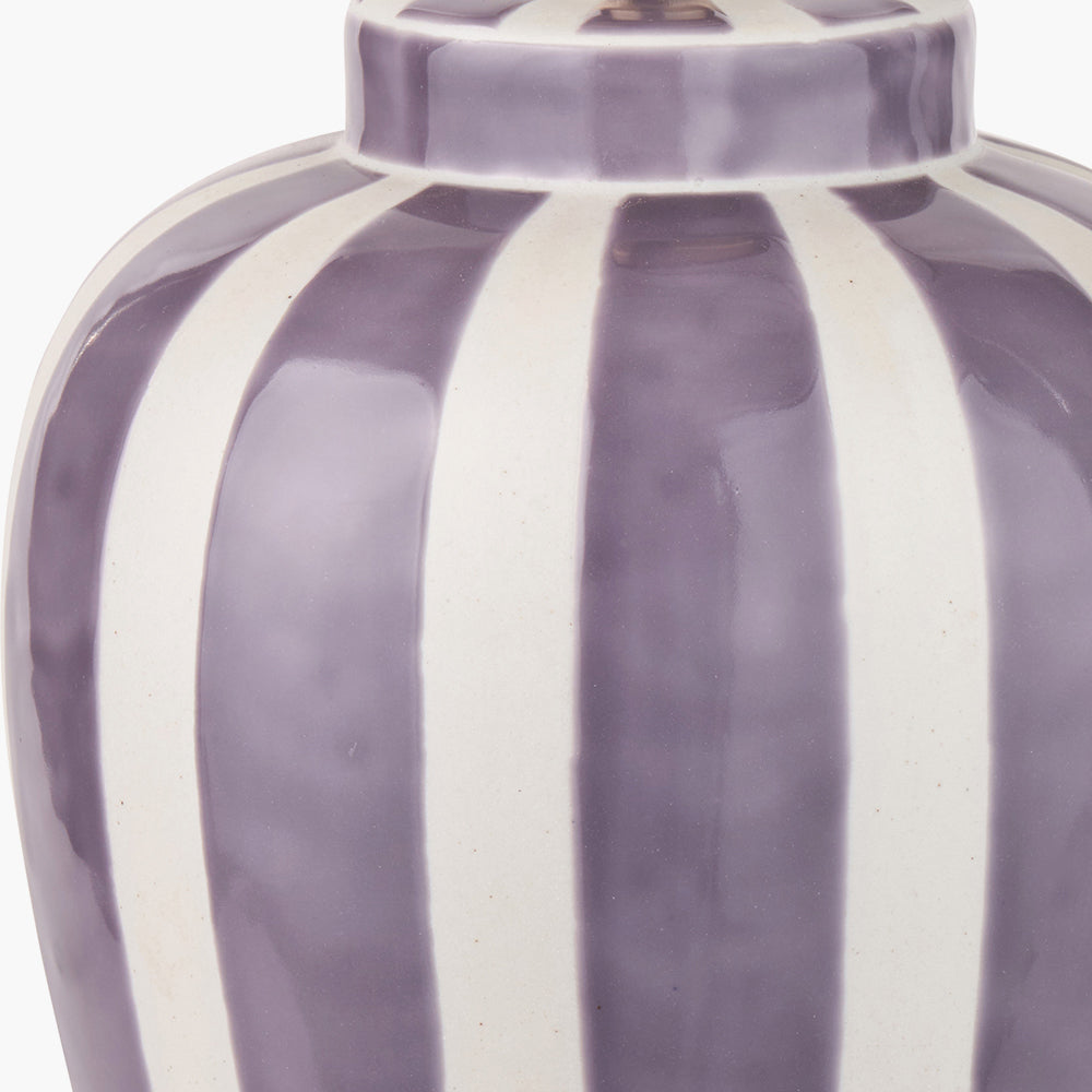 Elegant Lilac Striped Ceramic Table Lamp Base