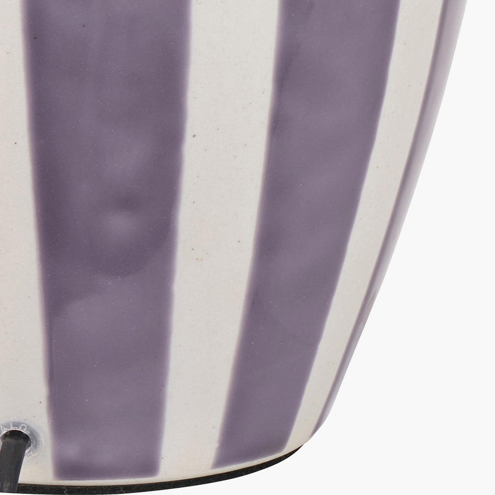 Elegant Lilac Striped Ceramic Table Lamp Base
