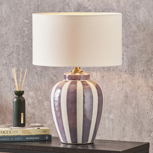 Elegant Lilac Striped Ceramic Table Lamp Base