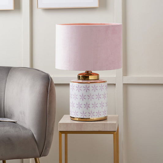 Charming Gold & Floral Ceramic Table Lamp Base – Elegant Design & LED Compatible - 