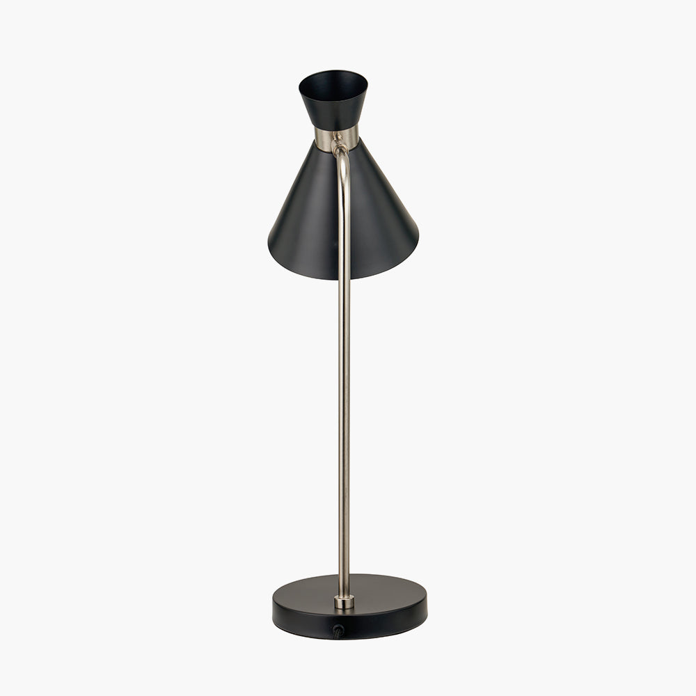 Modern Black Metal Desk Lamp – Brushed Silver Accents