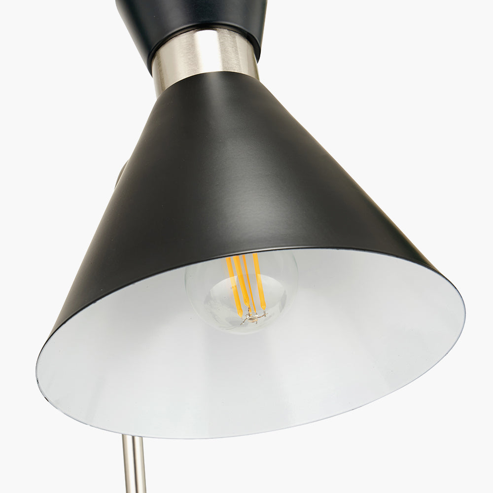 Modern Black Metal Desk Lamp – Brushed Silver Accents