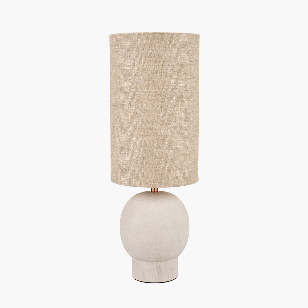 Modern Sandstone Table Lamp With Neutral Linen Shade - 48cm
