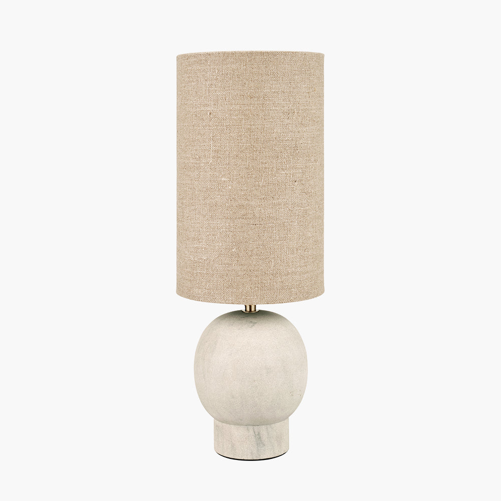 Modern Sandstone Table Lamp – Rounded Base & Natural Linen Shade - 