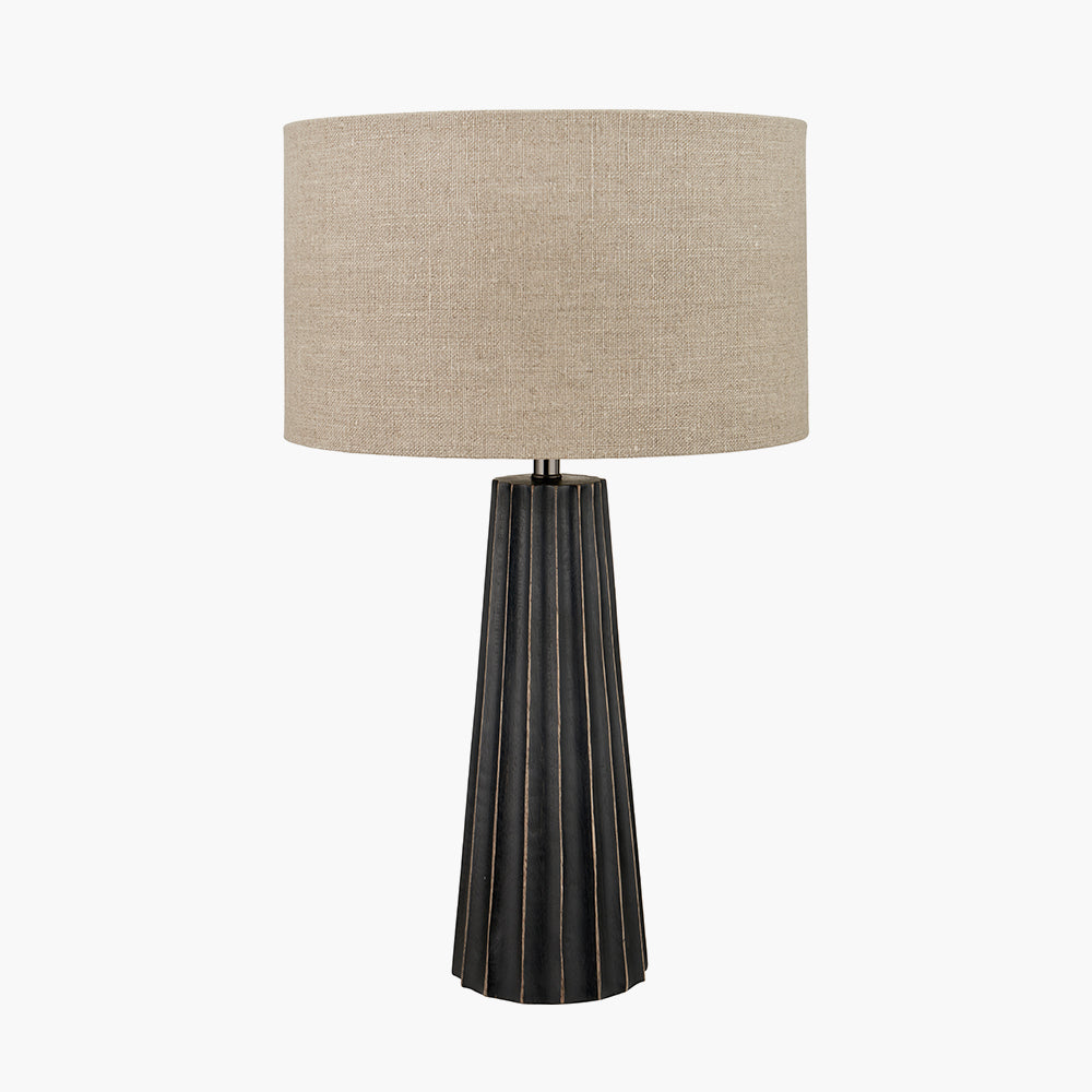 Rustic Black Wash Mango Wood Table Lamp With Natural Shade - 51cm