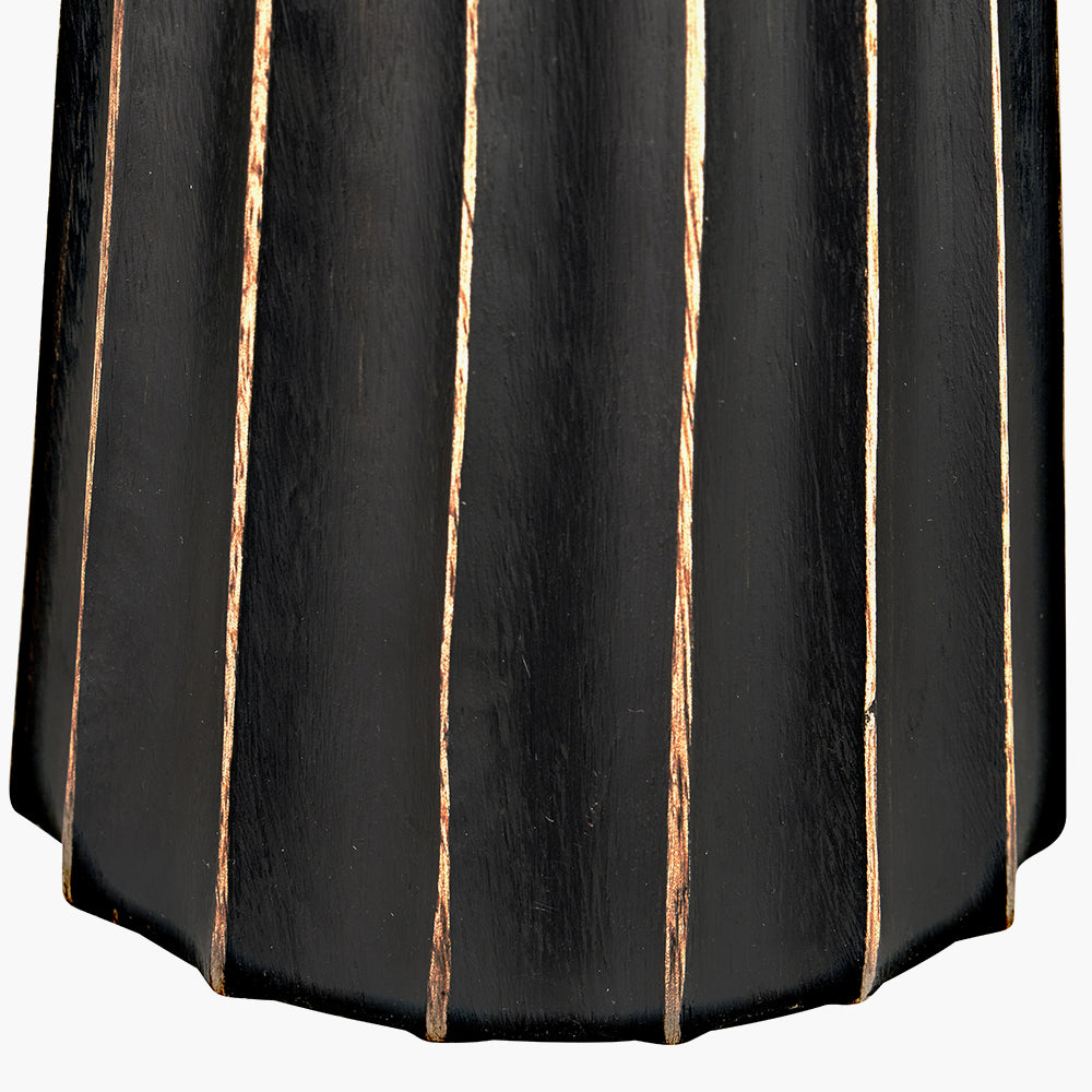 Rustic Black Wash Mango Wood Table Lamp With Natural Shade - 51cm