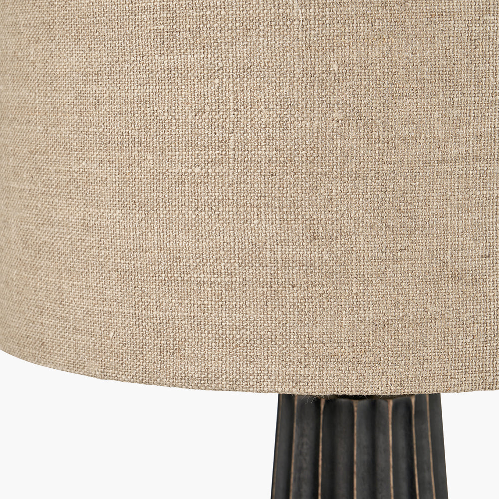 Rustic Black Wash Mango Wood Table Lamp With Natural Shade - 51cm