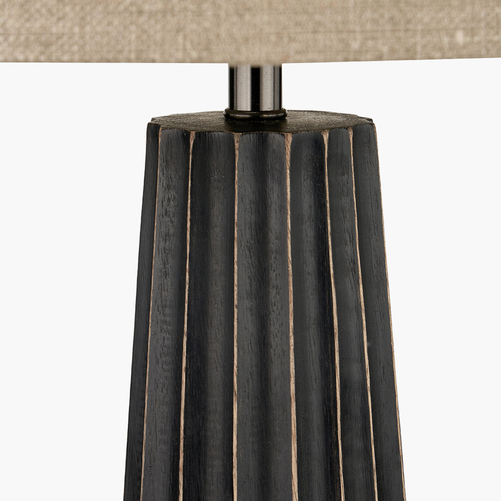Rustic Black Wash Mango Wood Table Lamp With Natural Shade - 51cm