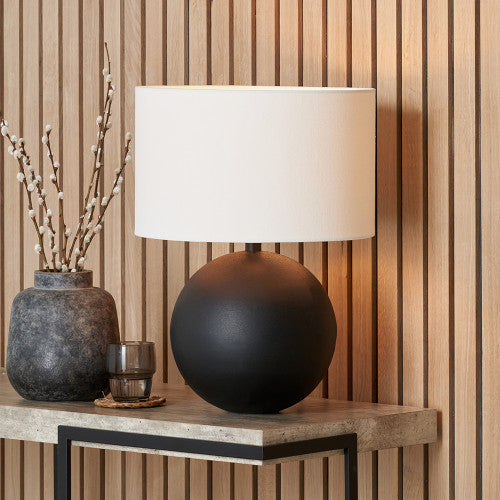 Sleek Matt Black Metal Spherical Table Lamp Base