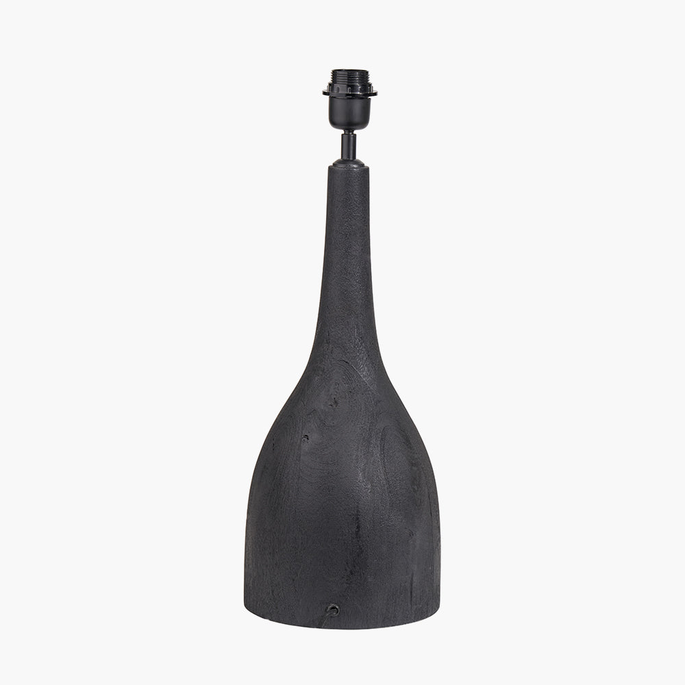 Modern Black Mango Wood Table Lamp Base – Sleek Sculptural Base