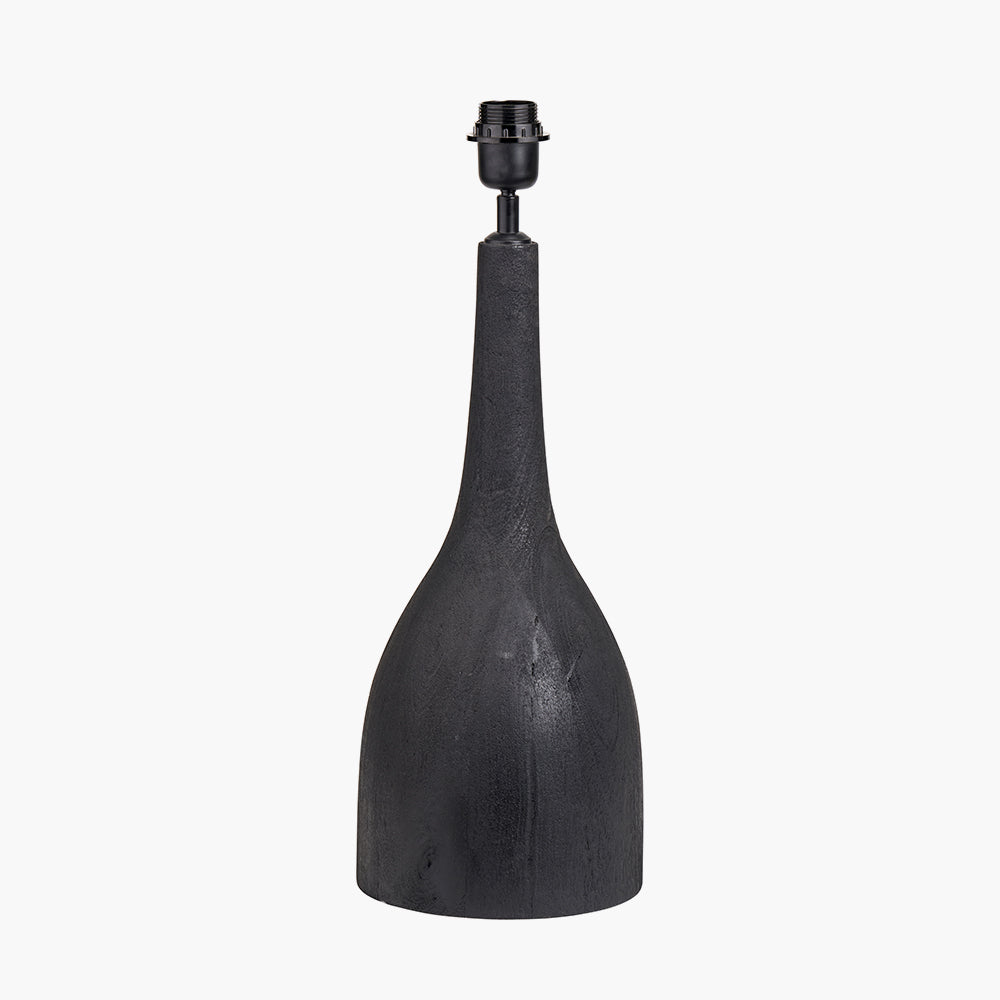 Modern Black Mango Wood Table Lamp – Sleek Sculptural Base - 