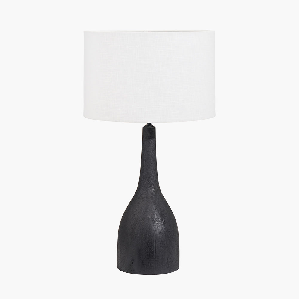 Modern Black Mango Wood Table Lamp Base – Sleek Sculptural Base