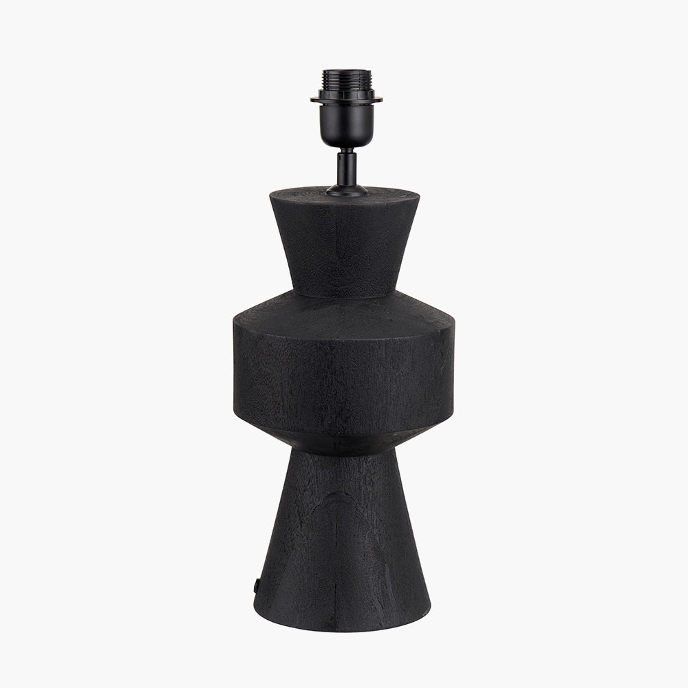 Bold Sculptural Black Mango Wood Table Lamp Base – Modern Design