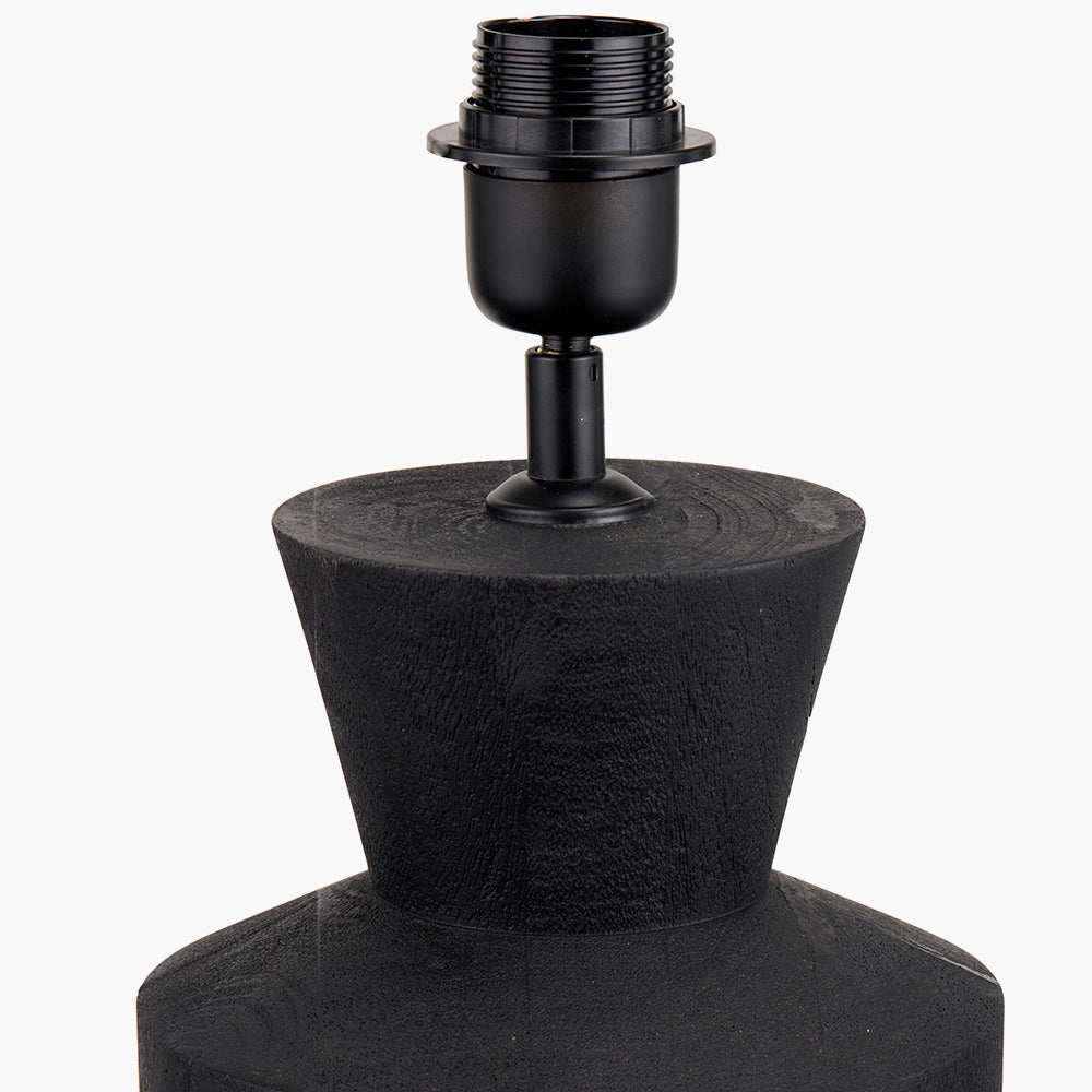 Bold Sculptural Black Mango Wood Table Lamp Base – Modern Design