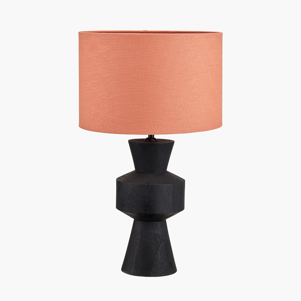 Bold Sculptural Black Mango Wood Table Lamp Base – Modern Design