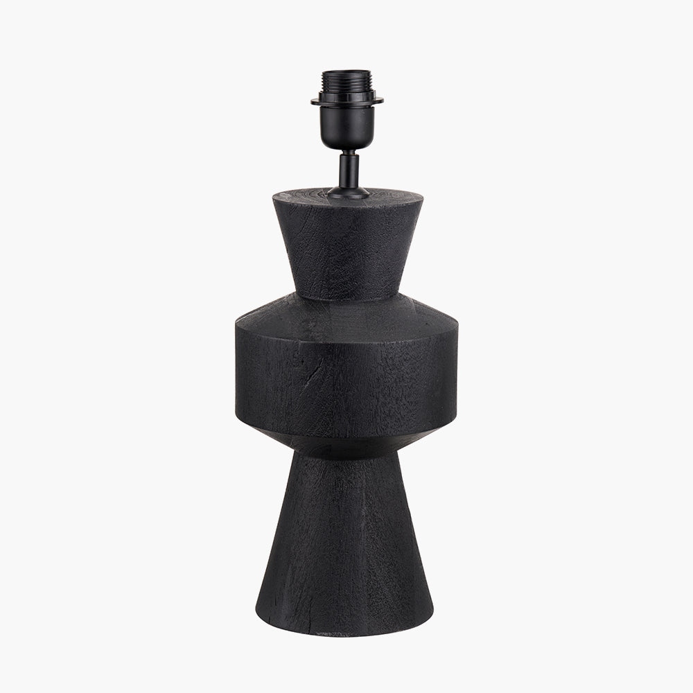 Bold Sculptural Black Mango Wood Table Lamp Base – Modern Design - 