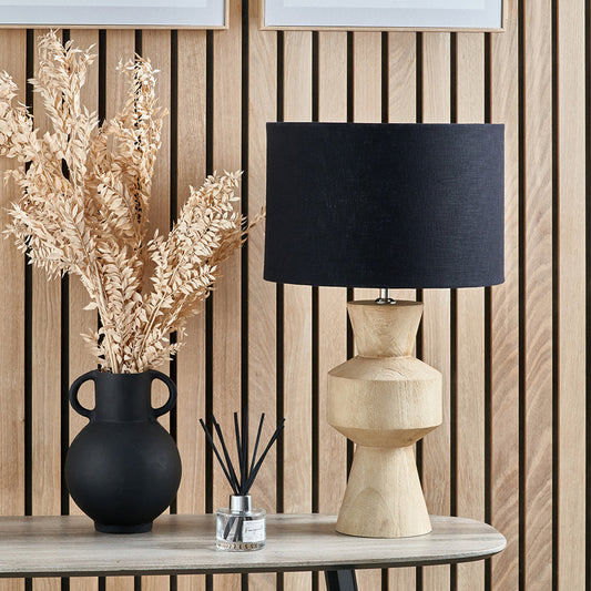 Elegant Sculptural Natural Mango Wood Table Lamp Base – Contemporary Design - 
