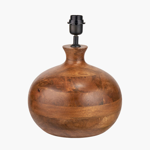Elegant Brown Mango Wood Table Lamp Base –  Oiled Finished - 36cm