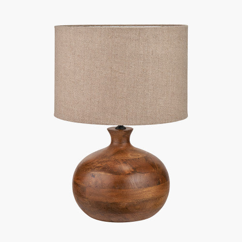 Elegant Brown Mango Wood Table Lamp Base –  Oiled Finished - 36cm