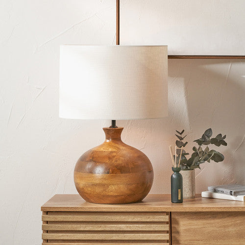 Elegant Brown Mango Wood Table Lamp Base –  Oiled Finished - 36cm- 