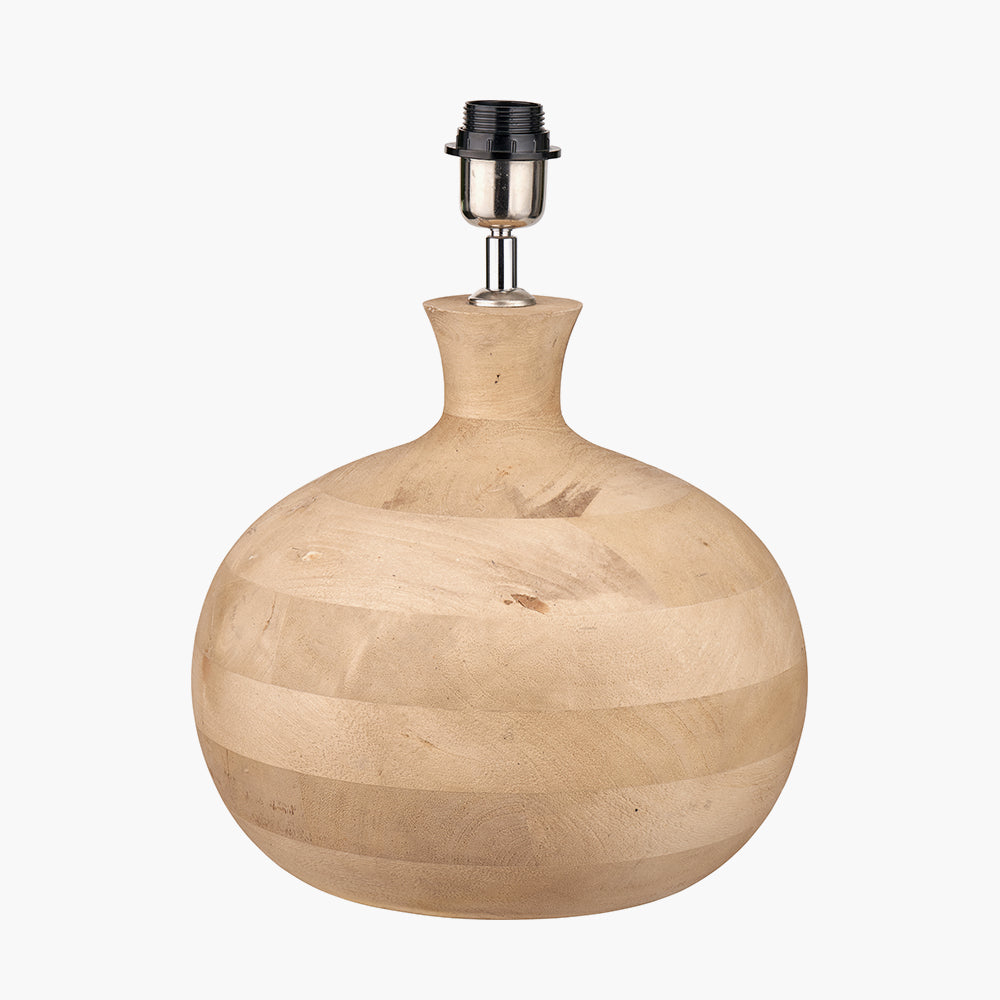 Elegant Natural Mango Wood Table Lamp – Handcrafted Finish & Curved Base Design - 