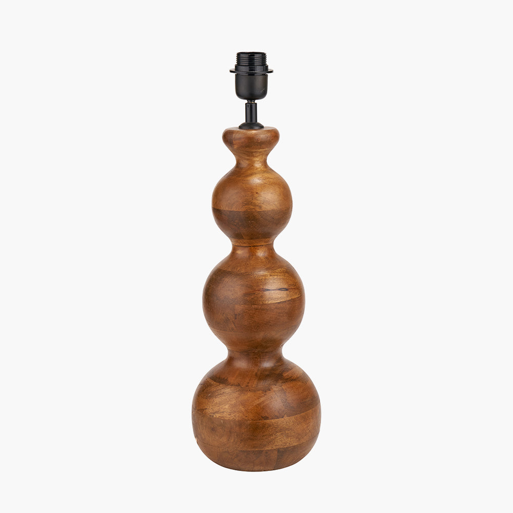 Contemporary Mango Wood Table Lamp – Sculpted Base & Brown Oiled Finish