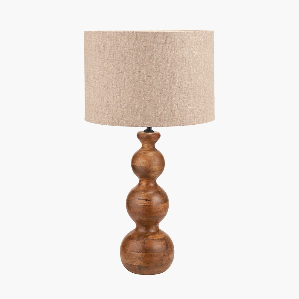 Contemporary Mango Wood Table Lamp – Sculpted Base & Brown Oiled Finish