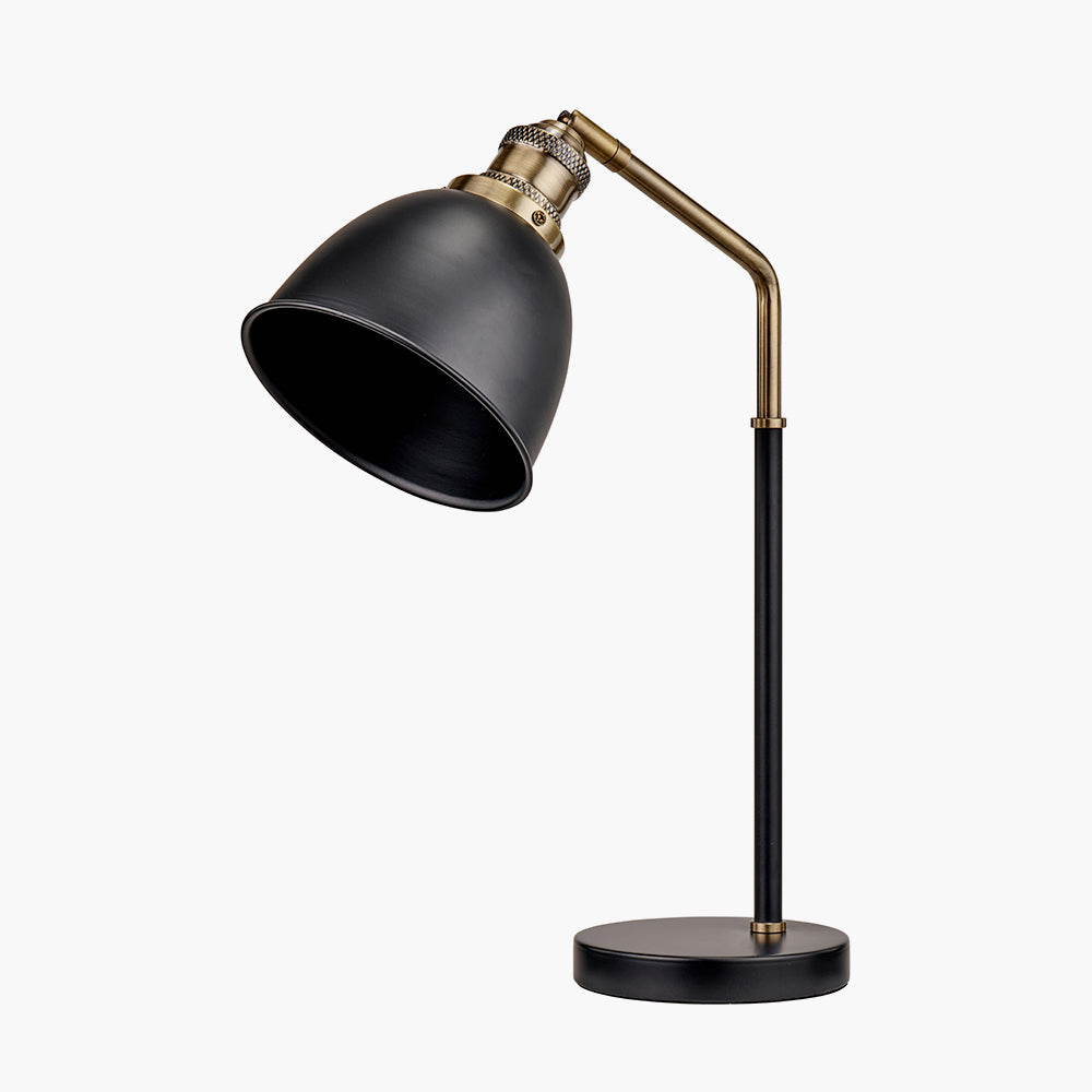 Modern Black Desk Lamp – Adjustable Metal Base & Gold Interior Shade