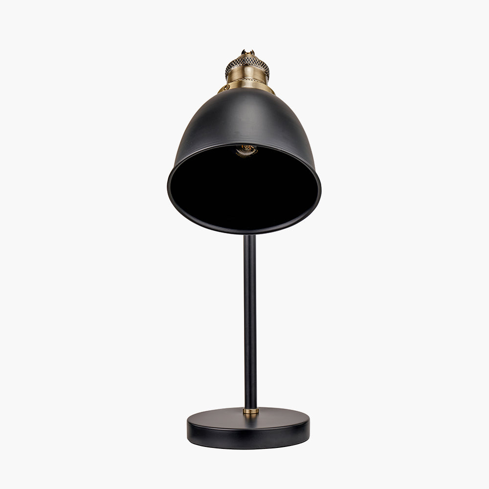 Modern Black Desk Lamp – Adjustable Metal Base & Gold Interior Shade - 