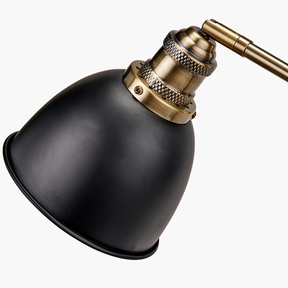 Modern Black Desk Lamp – Adjustable Metal Base & Gold Interior Shade