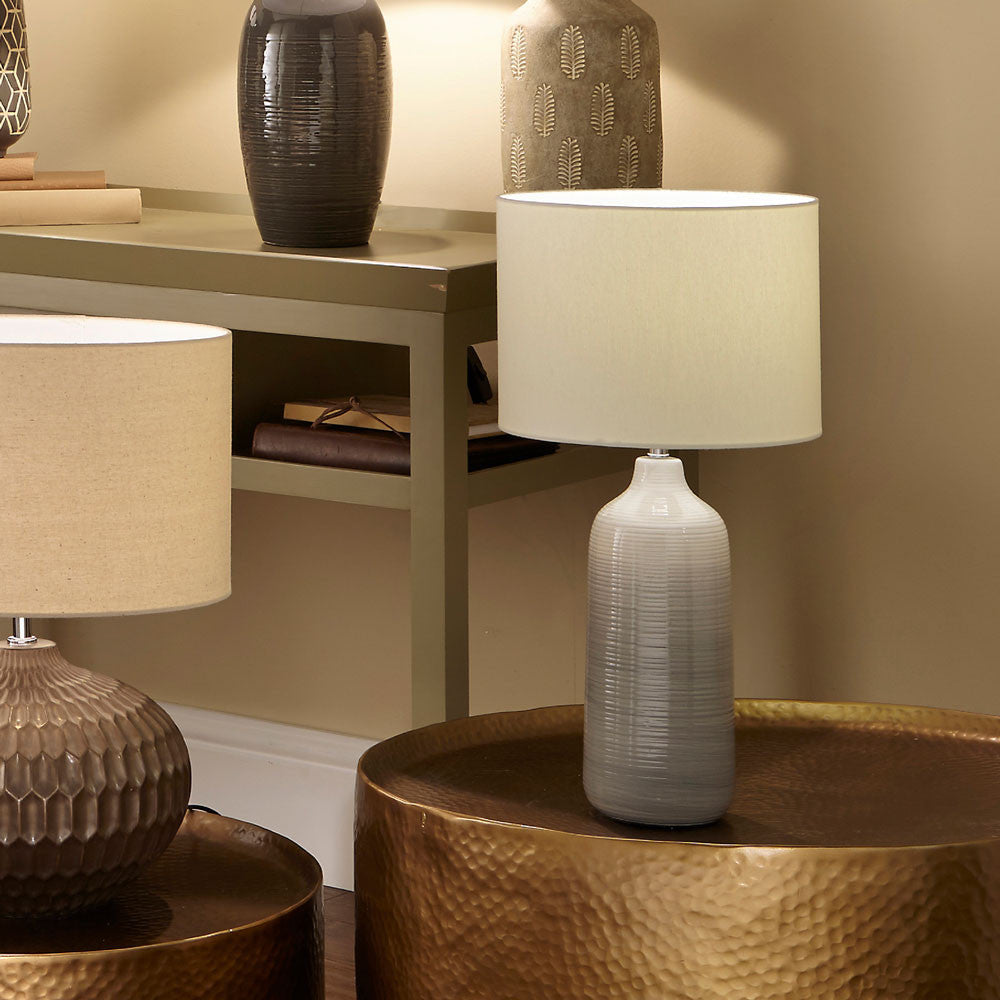 Elegant Ceramic Table Lamp – Blue, White & Grey Gradient  