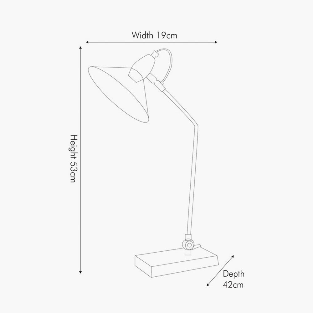 Industrial Matt Black Desk Lamp – Glass Shade & Adjustable Design